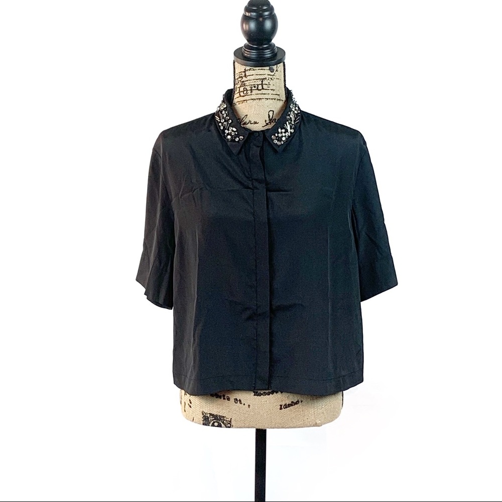 ⭐️SOLD⭐️ Top Shop Button Down Blouse w/ Rhinestone